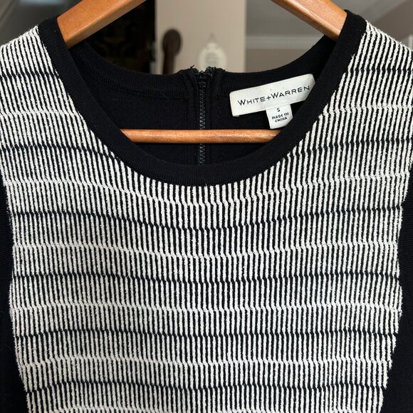 White + Warren Black and White Textured Sleeveless Skater Dress Size Small - Picture 5 of 11